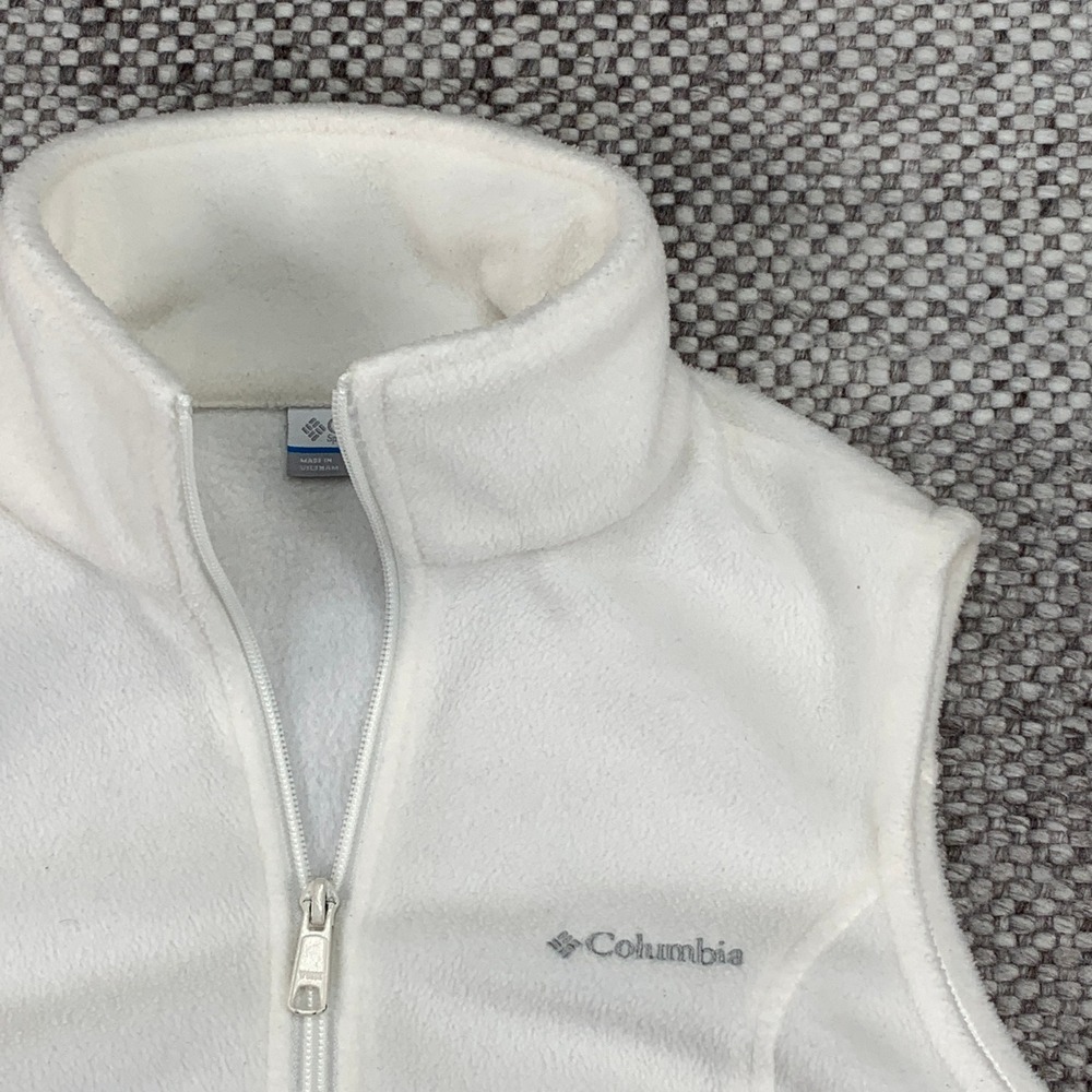 Columbia Benton Springs Fleece Vest Women M White Full Zip WL1023 Pockets